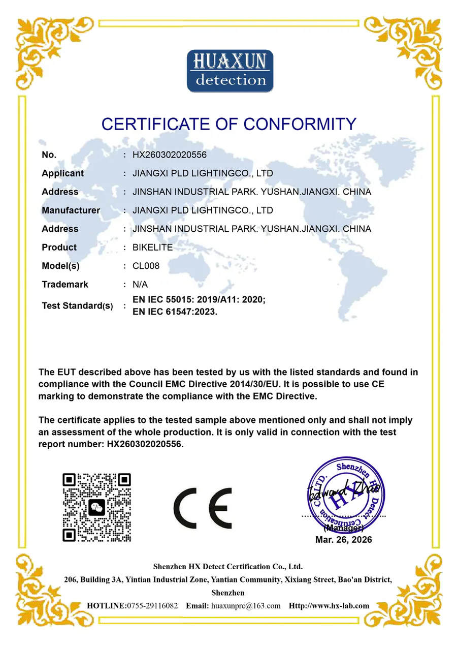 CE certificate of conformity