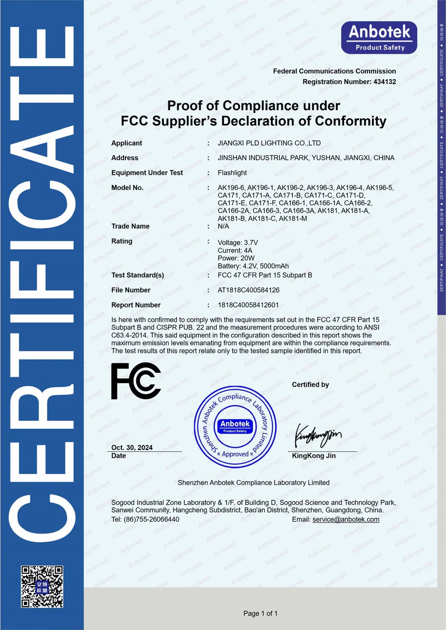 FCC supplier's declaration of conformity
