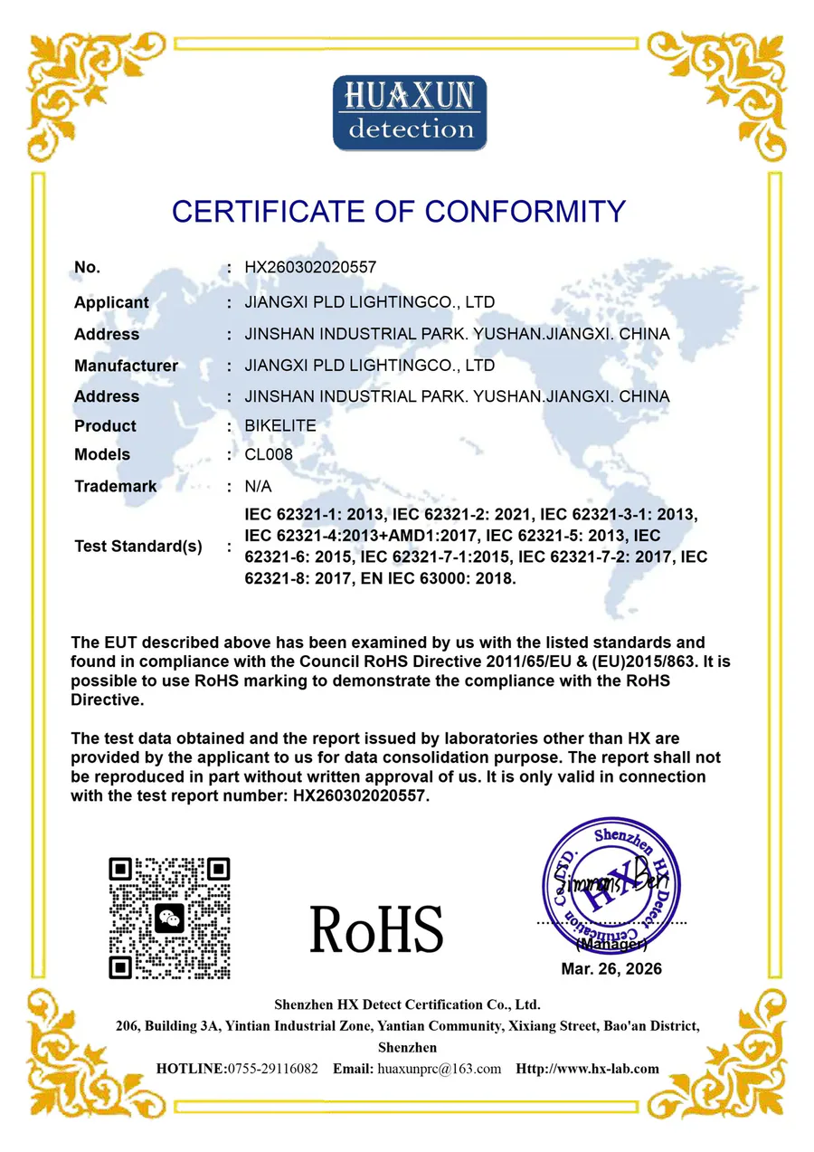 RoHS certificate of conformity